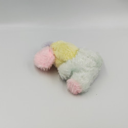 Ancien doudou peluche souris jaune vert bleu rose