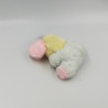 Ancien doudou peluche souris jaune vert bleu rose