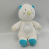 Doudou veilleuse chat blanc bleu vert SUCRE D'ORGE