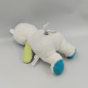 Doudou veilleuse chat blanc bleu vert SUCRE D'ORGE