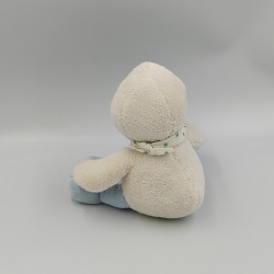 Doudou veilleuse canard blanc bleu foulard