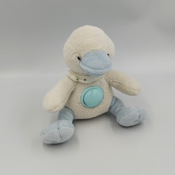 Doudou veilleuse canard blanc bleu foulard