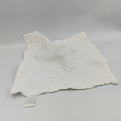 Doudou plat lapin blanc rose ABSORBA