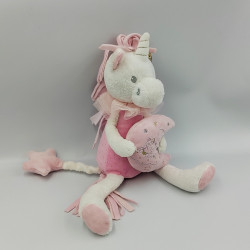 Doudou musical licorne rose blanche doré pois SIMBA TOYS NICOTOY