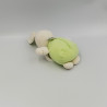 Doudou lapin vert avec bavoir brodé DMC