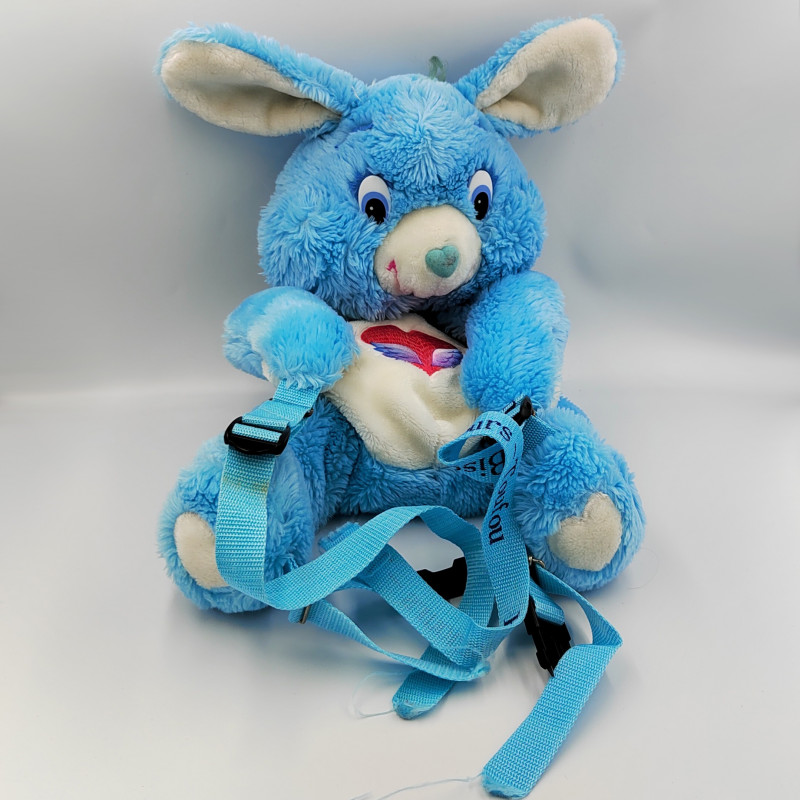Peluche sac à dos Bisounours lapin bleu Toufou CARE BEARS