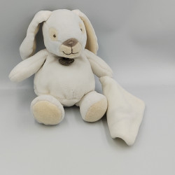DOUDOU ET COMPAGNIE LAPIN BLANC BEIGE MOUCHOIR ARBRES NATURE