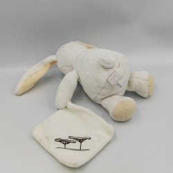 Doudou et compagnie lapin blanc beige mouchoir arbres Nature 25 cm
