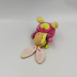 Mini doudou lapin rose vert coeur KALOO