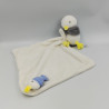 Doudou oiseau blanc gris poisson bleu mouchoir JACADI