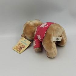 Ancienne peluche ours beige chemise rouge RUSS EUROKID