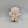 Ancienne Peluche ours rose blanc fleurs