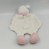 Doudou plat mouton blanc beige rose laine NICOTOY