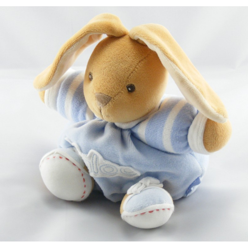 Doudou lapin patapouf bleu blanc bus KALOO