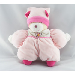 Doudou semi plat ours rose jaune NOUNOURS