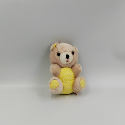 Ancienne peluche ours beige jaune pois PLAY MAKERS