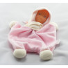 Doudou plat poupée baby Corolle rose blanc 