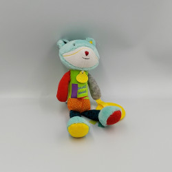Doudou et compagnie loup louveteau bleu orange vert pouet