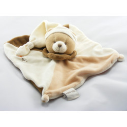 Doudou plat ours écru blanc marron BABY NAT