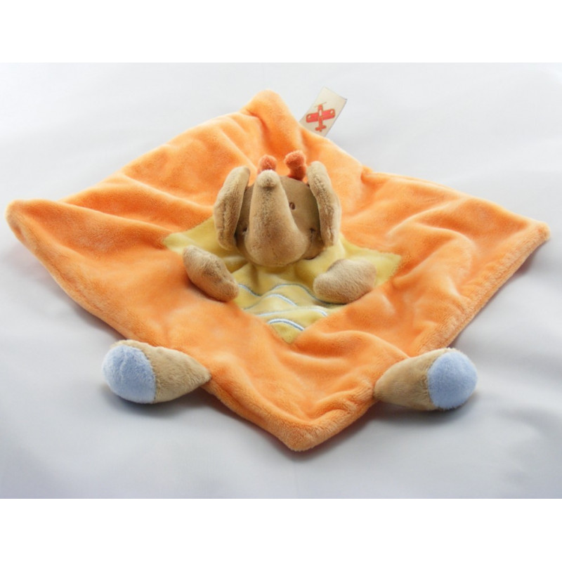 Doudou éléphant jaune orange NICOTOY