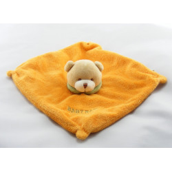 Doudou plat ours orange bonnet jaune BABY NAT