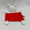 Doudou plat lapin blanc rouge fraises Petite cueillette MOTS D'ENFANTS