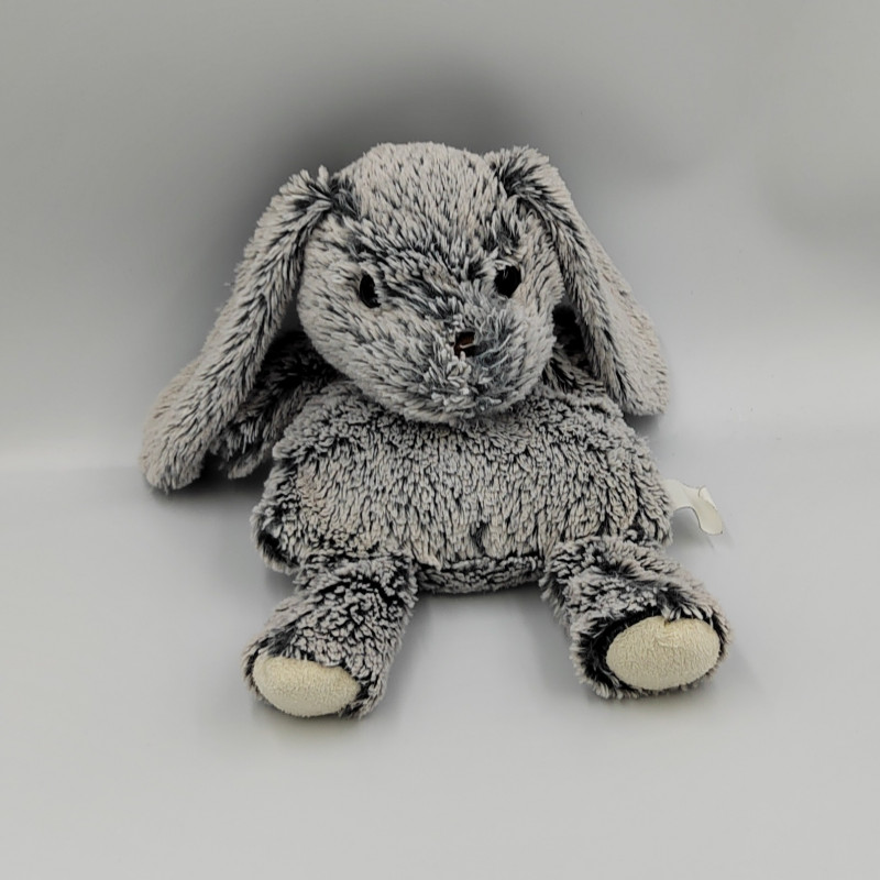 Doudou peluche micro ondable bouillotte lapin gris