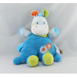 Doudou zébre ane bleu vert oiseau NICOTOY