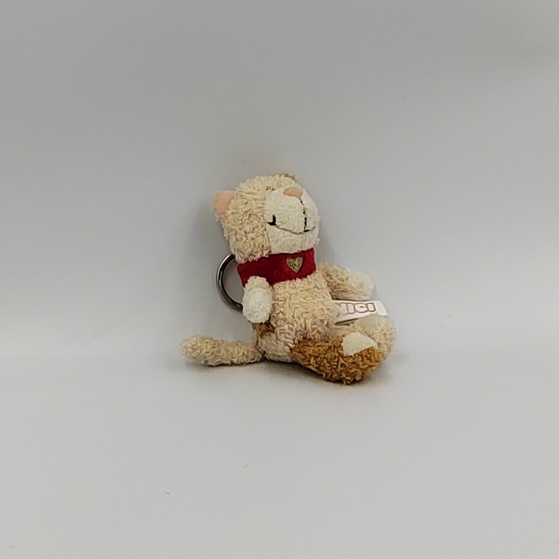 Porte clef peluche chat blanc beige NICI 