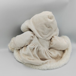 Doudou peluche ours blanc manteau BUKOWSKI