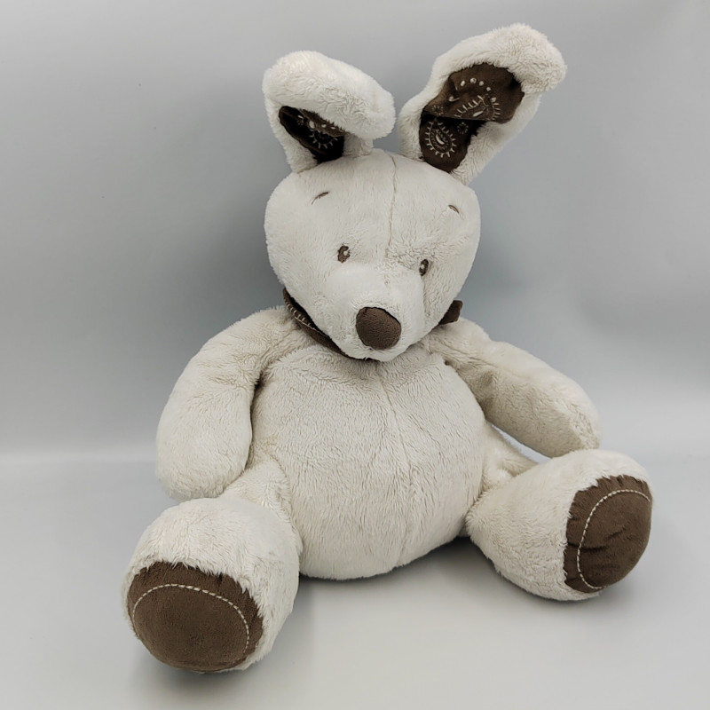 Doudou lapin blanc foulard beige gris SIMBA TOYS NICOTOY 32 cm