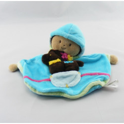 Doudou plat poupée fille bleu chien CATIMINI