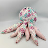Grand doudou peluche pieuvre rose bleu fleurs TAGADA ALINEA
