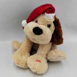 Peluche musical chien beige marron Noël FIZZY