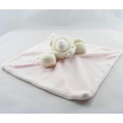 Doudou plat ours rose blanc JACADI