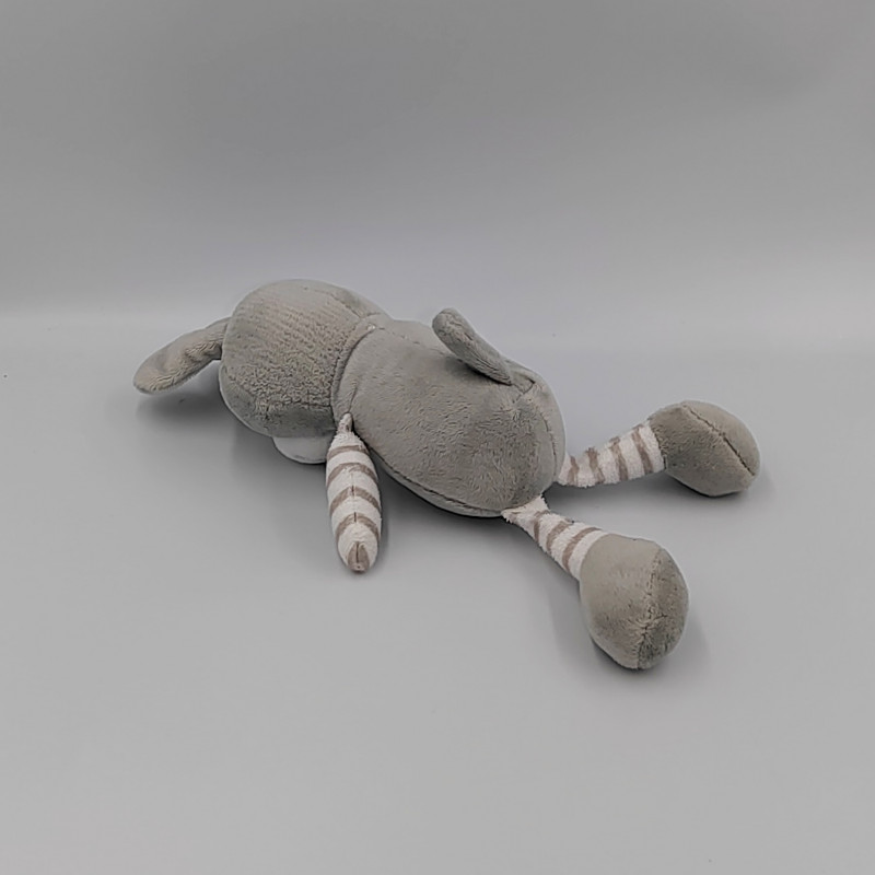Doudou lapin gris blanc ray?� TOM & KIDDY