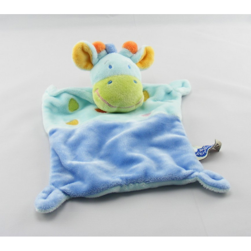 Doudou girafe bleu MOTS D'ENFANTS