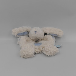 Doudou plat lapin blanc bleu BABY NAT