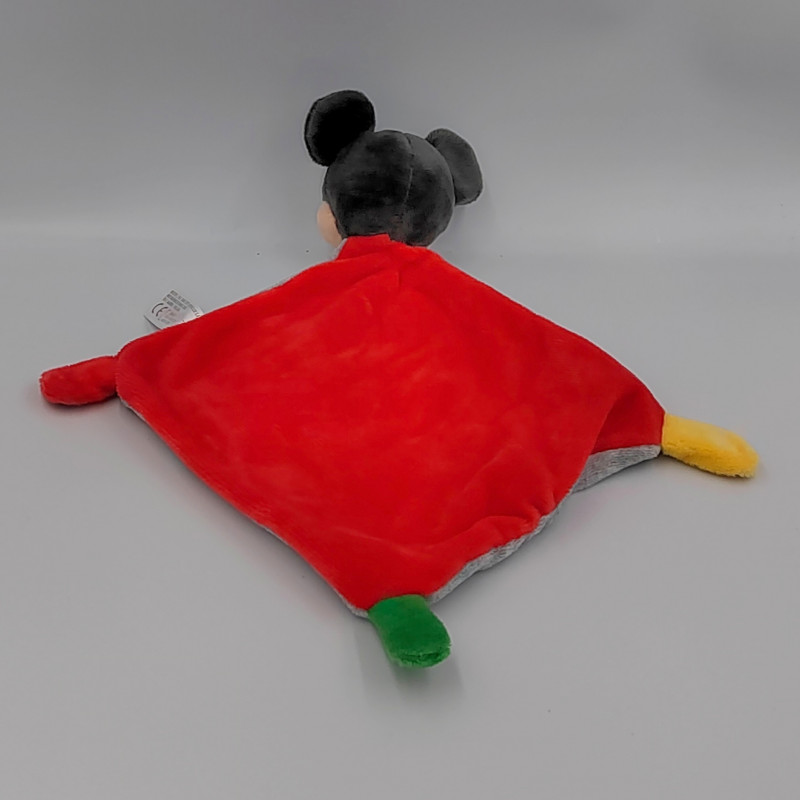 Doudou Mickey DISNEY Baby carré plat gris et rouge Go Wild