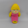 Ancien Doudou peluche Luciole phosphorescent Toto jaune rose AJENA