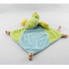Doudou plat crocodile vert bleu NICOTOY