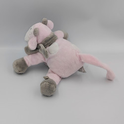 Doudou musical vache rose gris blanc lola NOUKIE'S NOUKIES