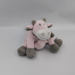 Doudou musical vache rose gris blanc lola NOUKIE'S NOUKIES