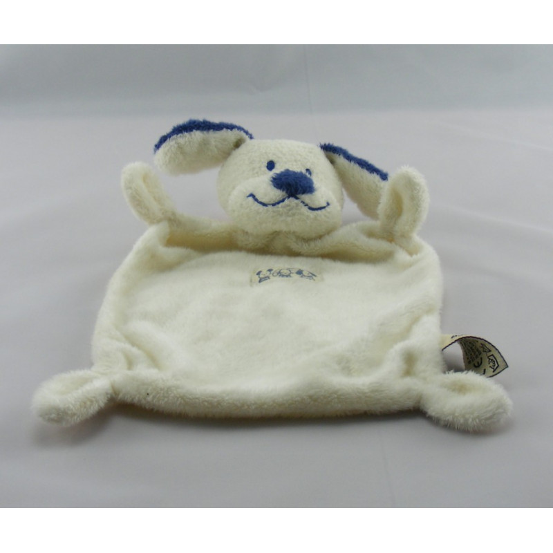 Doudou plat Chien bleu et blanc Nicotoy The Baby Collection