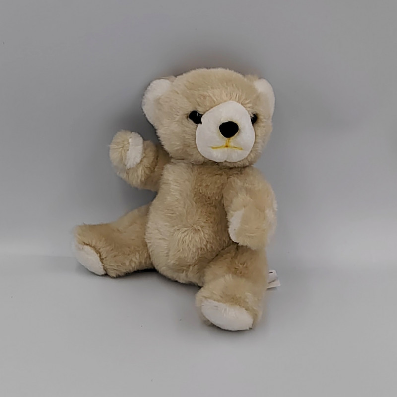 Ancienne peluche ours beige blanc SIC
