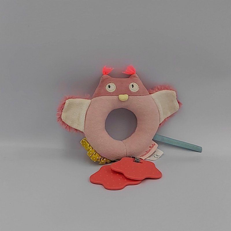Doudou hochet chouette rose Mademoiselle et Ribambelle MOULIN ROTY