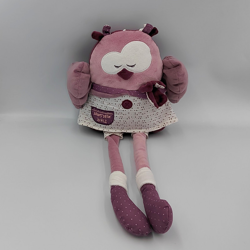 Doudou Mam'zelle Bou hibou chouette rose violet SAUTHON