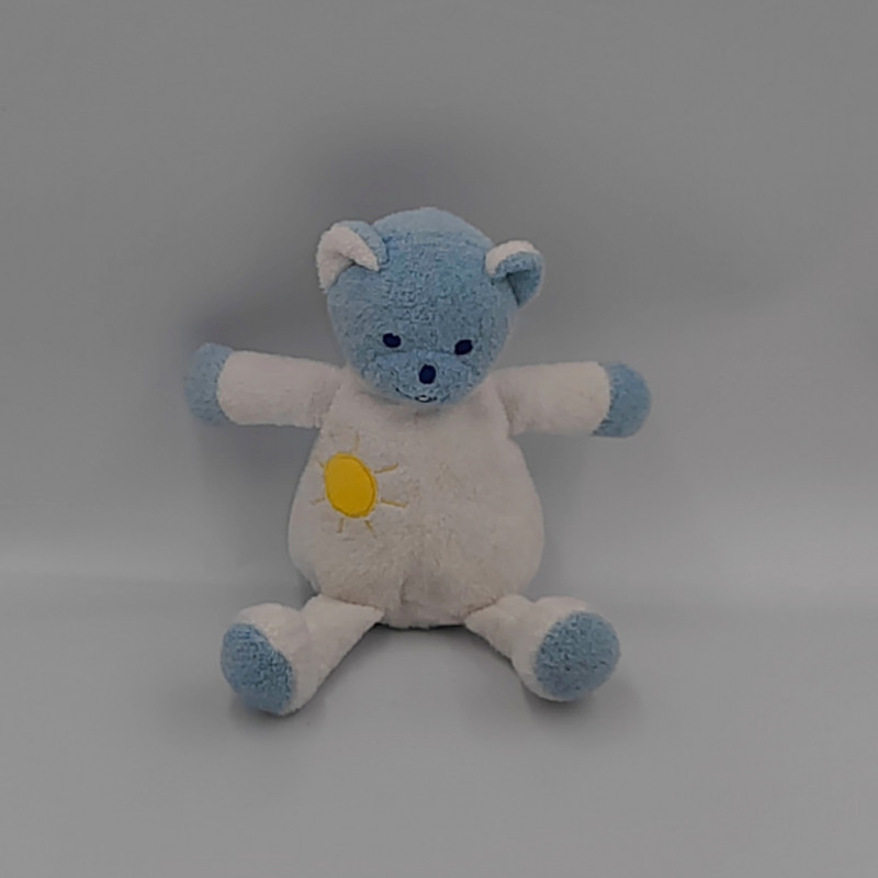 Doudou ours bleu blanc soleil Musti de MUSTELA