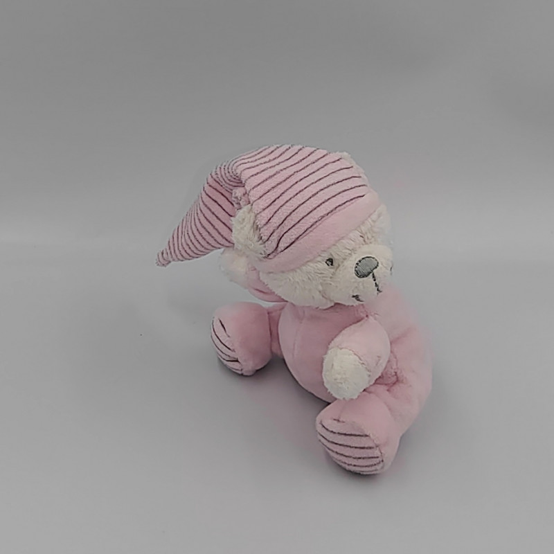 Petit doudou ours rose rayé MAX & SAX