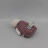 Mini Doudou ours blanc bleu rouge vichy JACADI